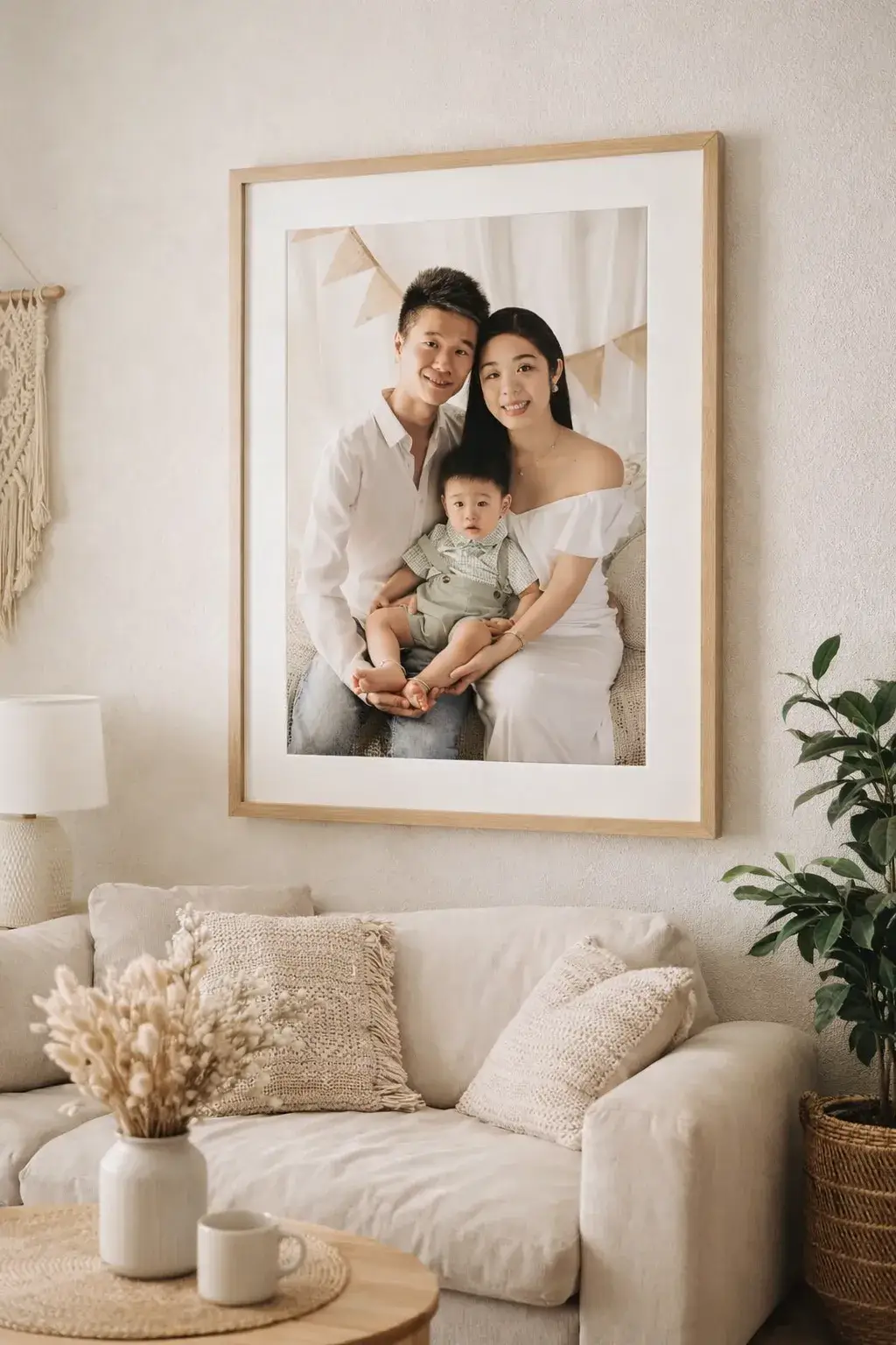 ervizio fotografico di ritratto di famiglia, foto fine art con genitori e bambino, stampa fotografica per arredamento casa