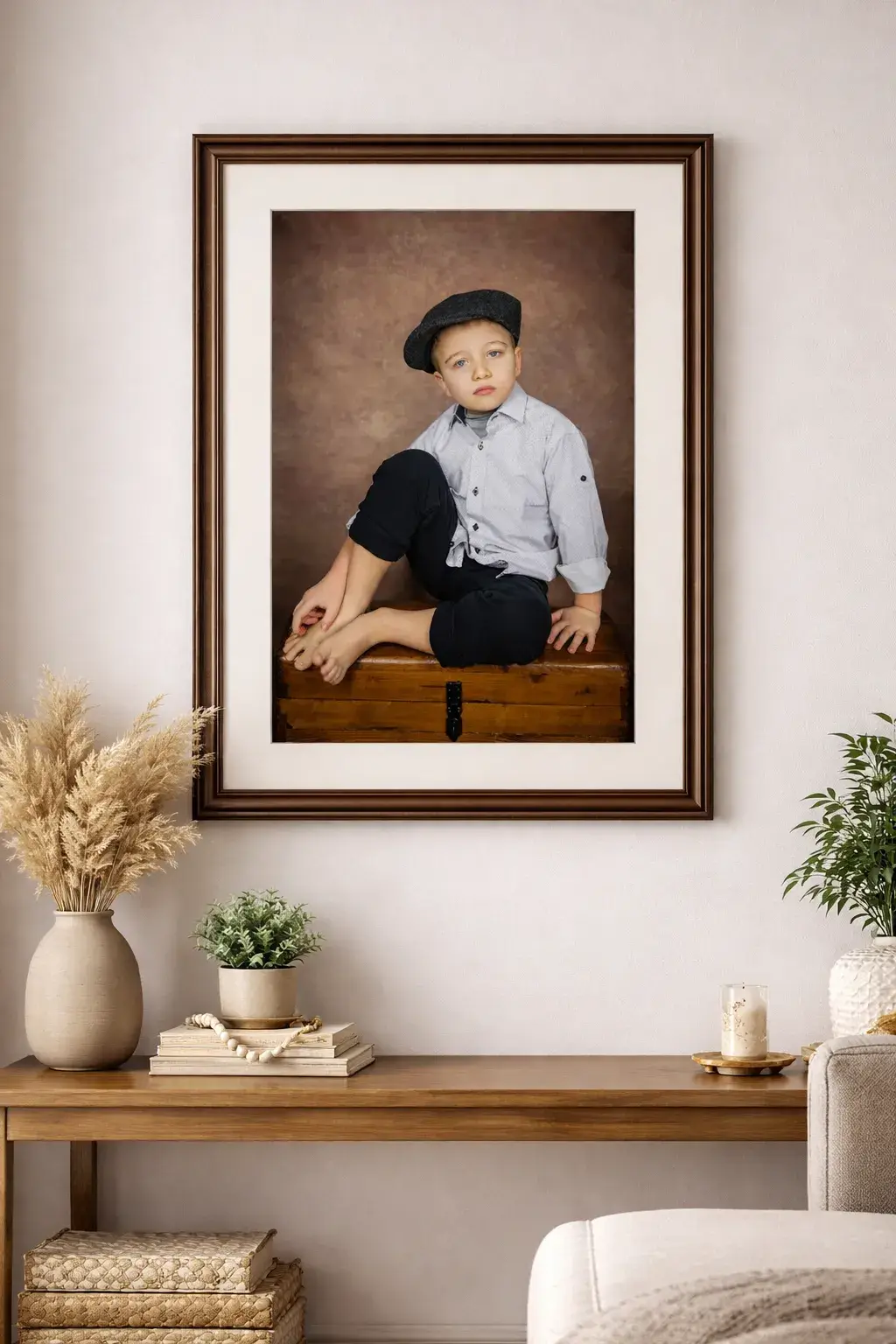 Ritratto fotografico fine art di bambino, stampa incorniciata per arredamento casa